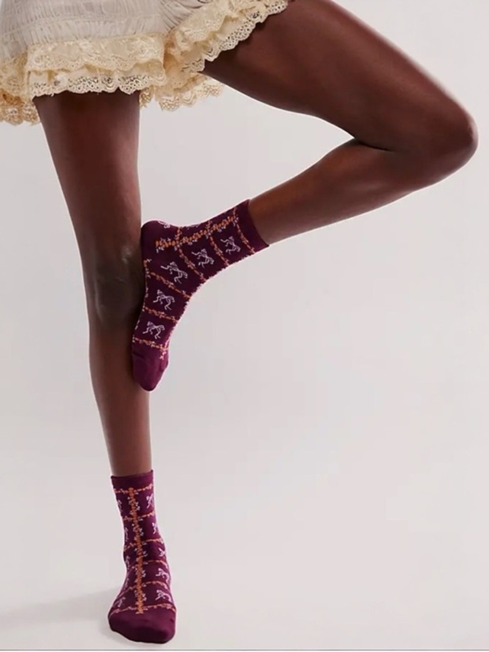 🆕 🎀Free People🎀 Tie A Bow Crew Sock. Rose/Tyrie. Size All
